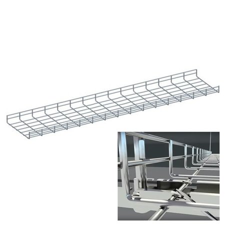 QUEST MFG Wire Mesh Cable Tray, 5'L x 12"W x 2"H, Zinc CT0512-03